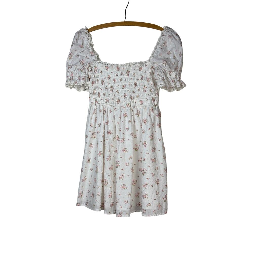Altar'd State Floral Smocked Mini Dress M Babydoll Milkmaid Romantic